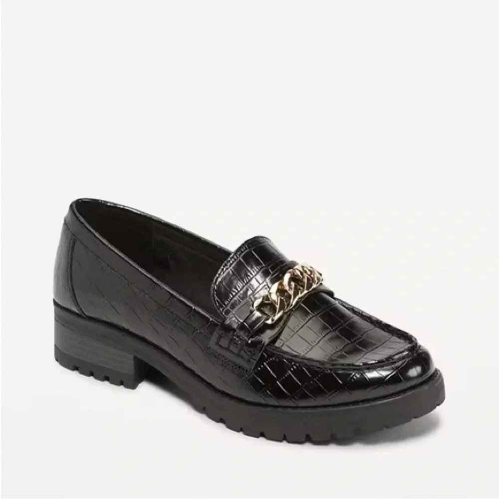 Old Navy Faux Leather Chunky Heel Loafers - Picture 2 of 10